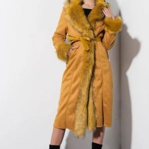 A Million Reasons Fur Trim Suede Trench Coat